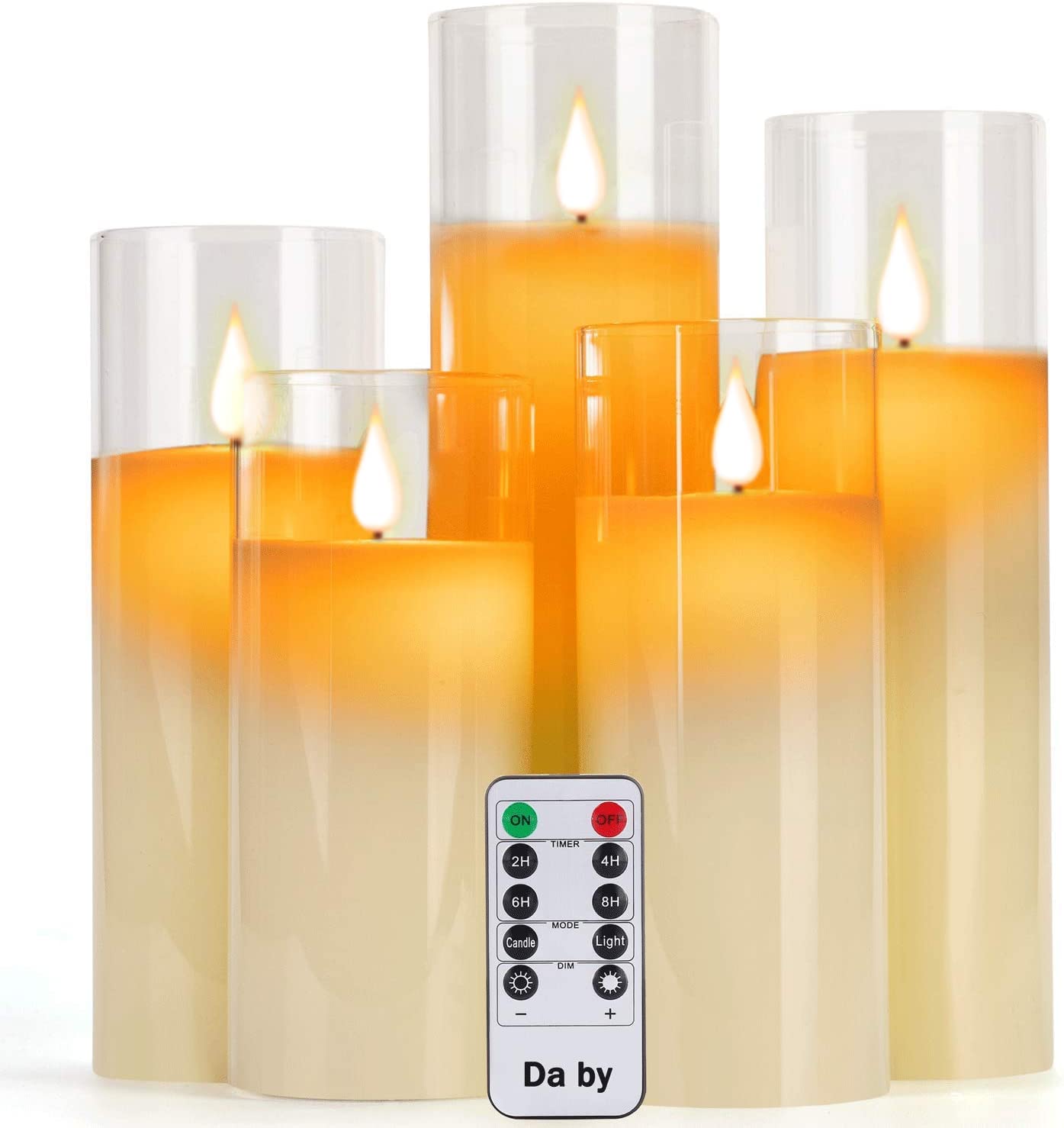 Candele LED di Da by con Effetto Vetro, Set 5 Pezzi