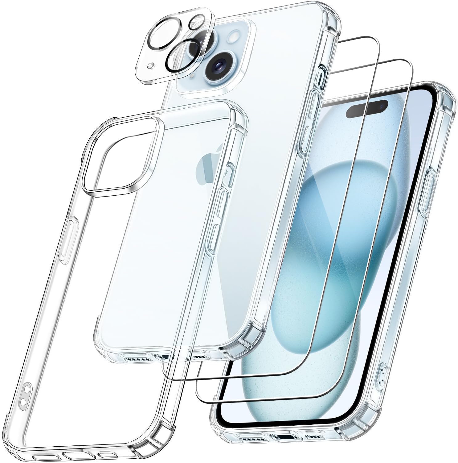 Fllao Cover per iPhone 15 con Pellicole e Protezione Fotocamera
