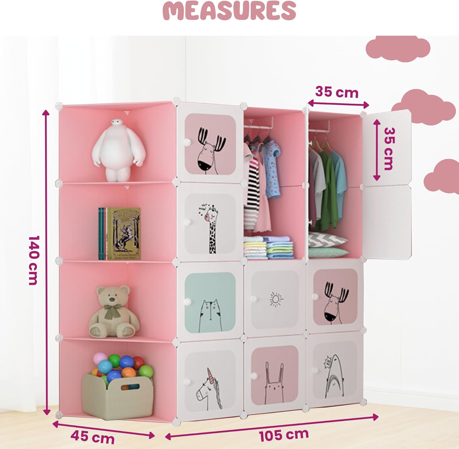 Magic Select Armadio Modulare per Bambini 16 Moduli, Rosa - immagine 2