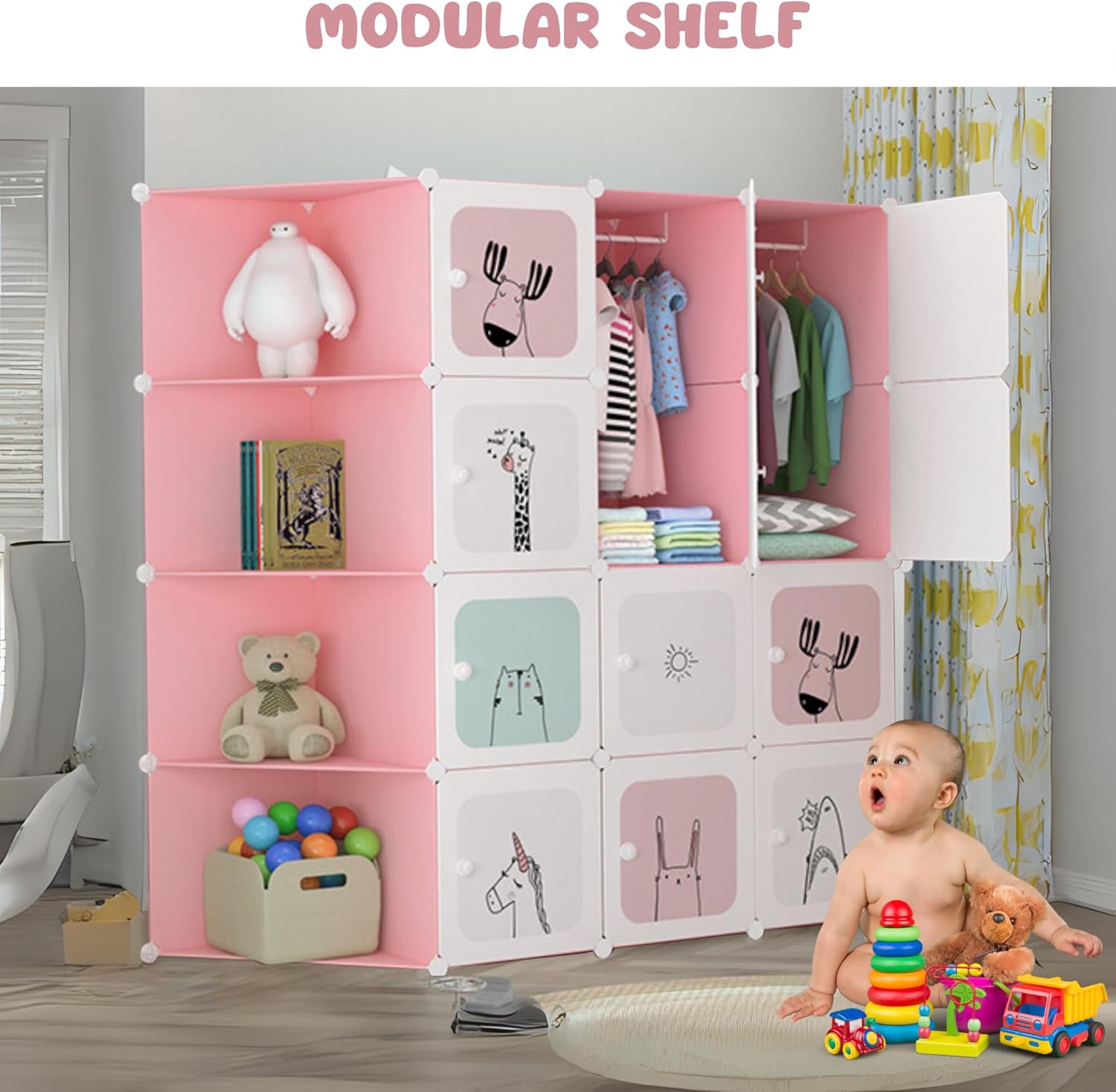 Magic Select Armadio Modulare per Bambini 16 Moduli, Rosa - immagine 3