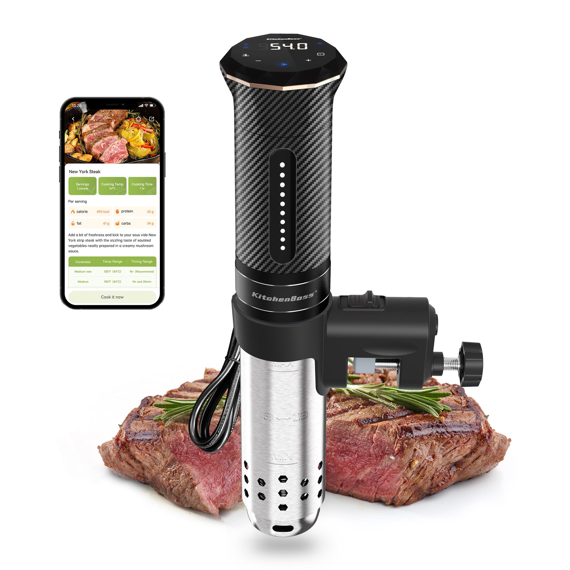 KitchenBoss WiFi Sous Vide Roner 1100W