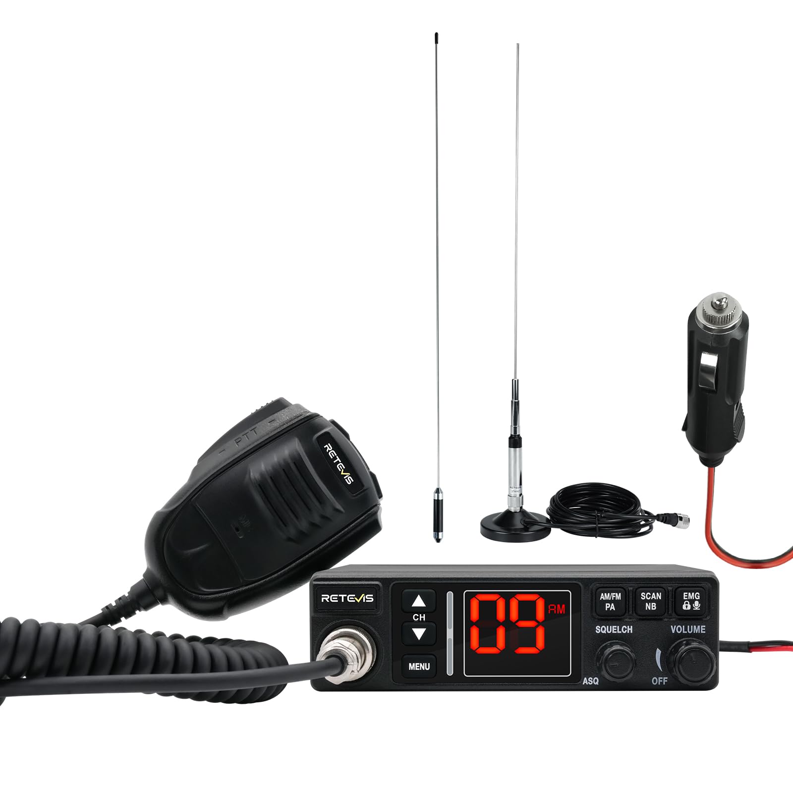 Retevis MB63A Radio CB AM FM Auto con Antenna