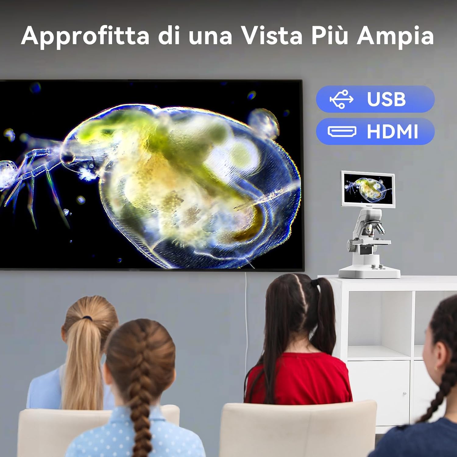 Tomlov DM301 Pro Microscopio Biologico 1200X 7" HDMI - immagine 7