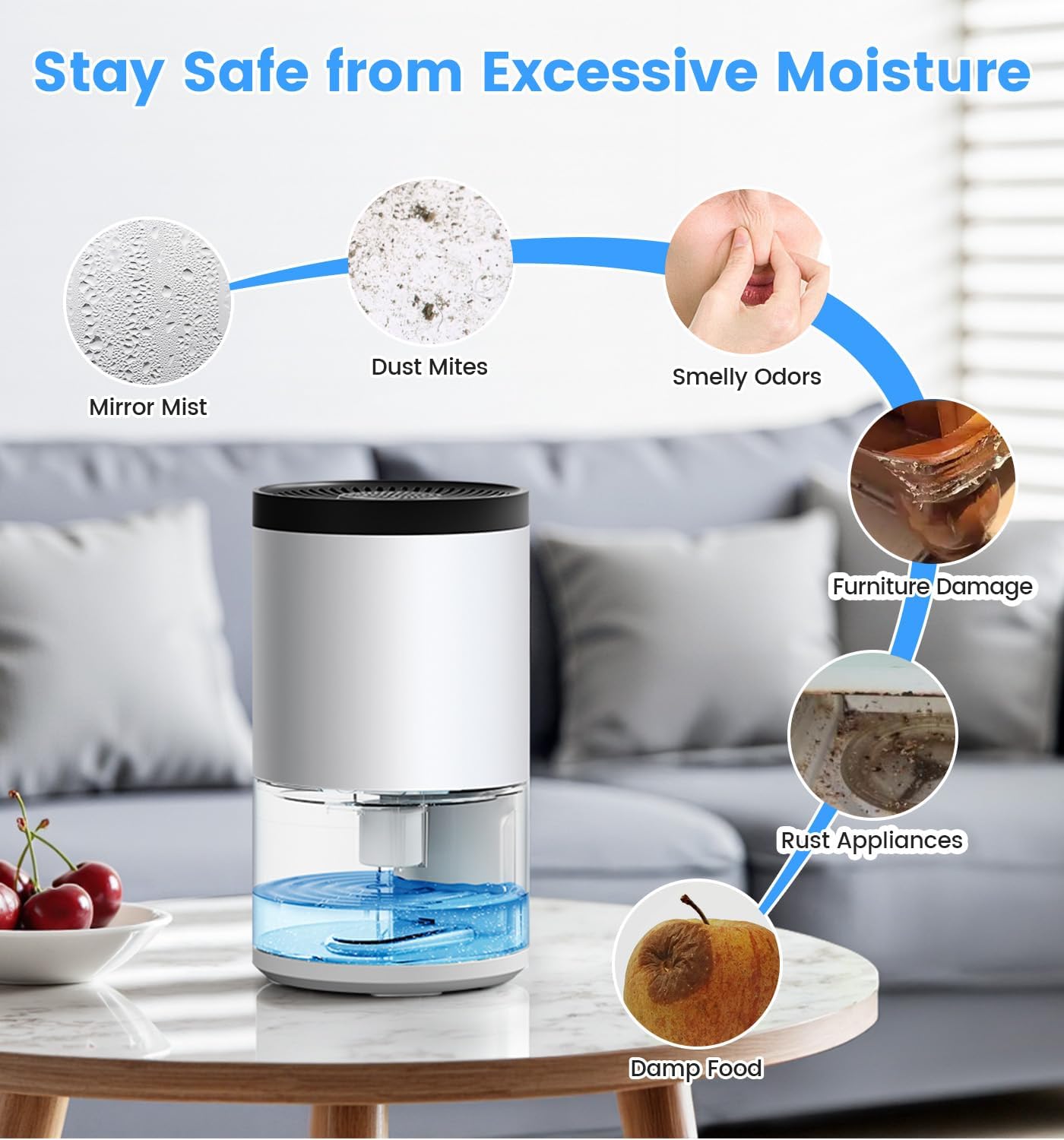 Jonwall Deumidificatore Portatile 1000ml per la Casa - immagine 6