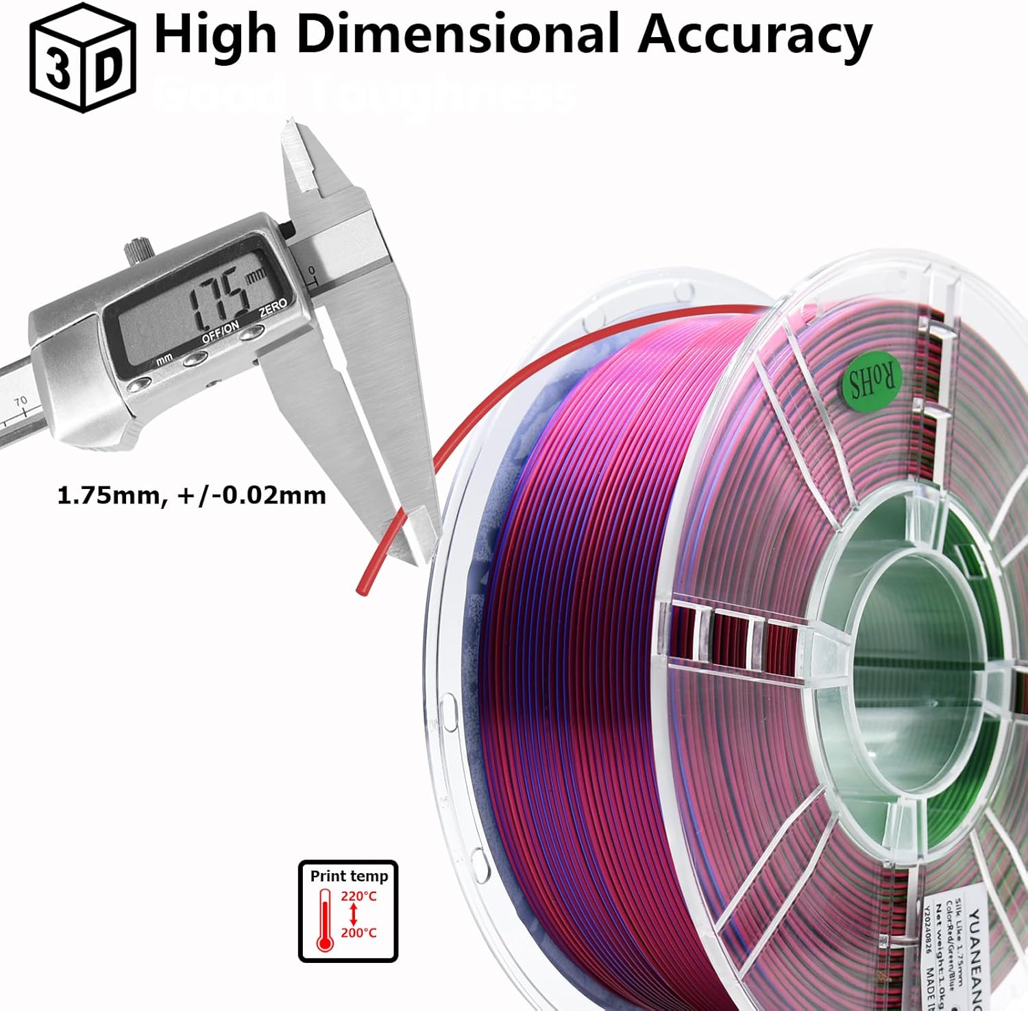 Filamento PLA Seta Tricolore - 10 Rotoli 10kg 1,75mm - immagine 4