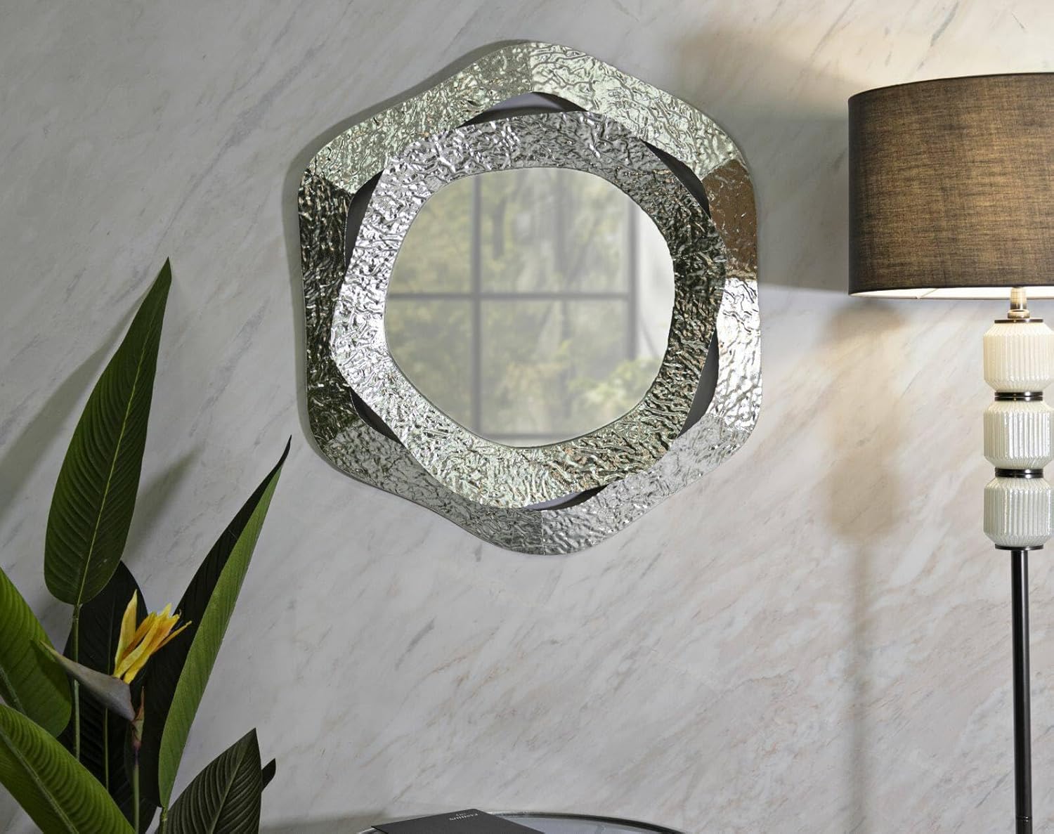 Dmora - Specchio Abacaxis da Parete 66x75cm, Argento