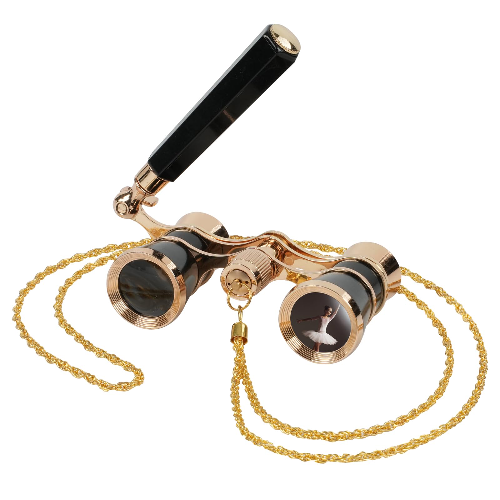 Binocolo da Teatro 3X25 Vintage con Manico, Nero