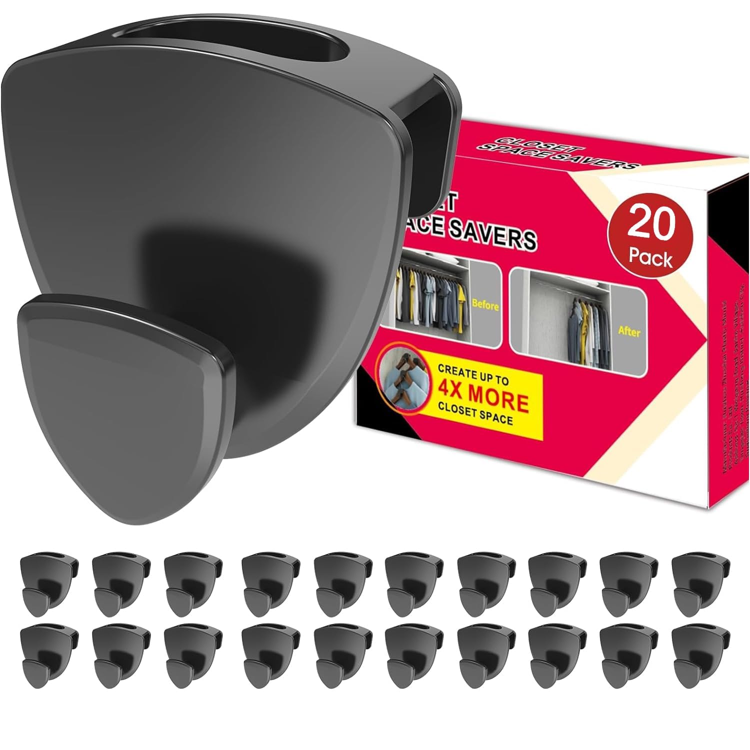 Triangoli Spaziali per Grucce 20 Pezzi, Nero