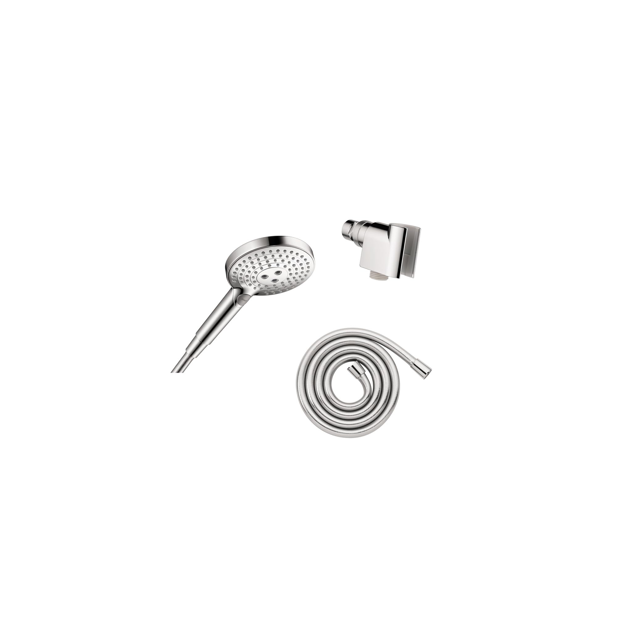 hansgrohe Raindance Select S 04913000 - Soffione doccia regolabile da 12,7 cm, moderno, a 3 spruzzi in polvere, completo e massaggiante, facile da installare, con tubo in cromo, 2,5 GPM