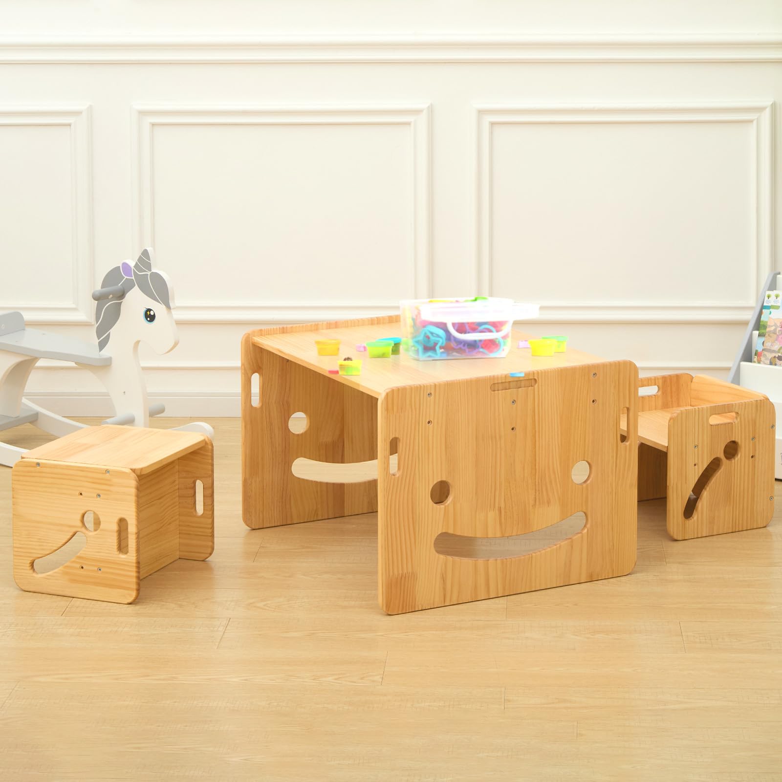 Funlio Set Tavolo e 2 Sedie Montessori per Bambini