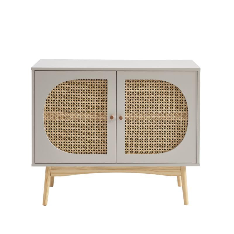 BAÏTA Credenza SIXTINE Grigio Perla e cannage Rattan 90 cm