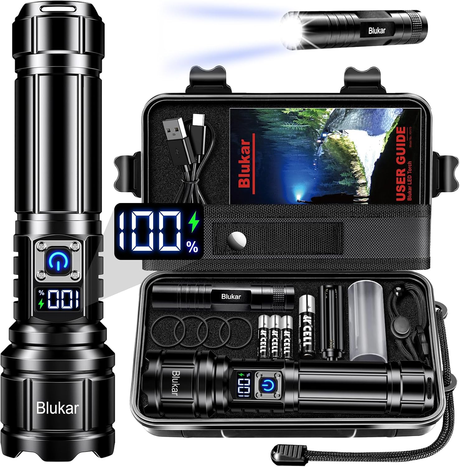 Blukar Torcia LED Potente Professionale, Ricaricabile - immagine 1