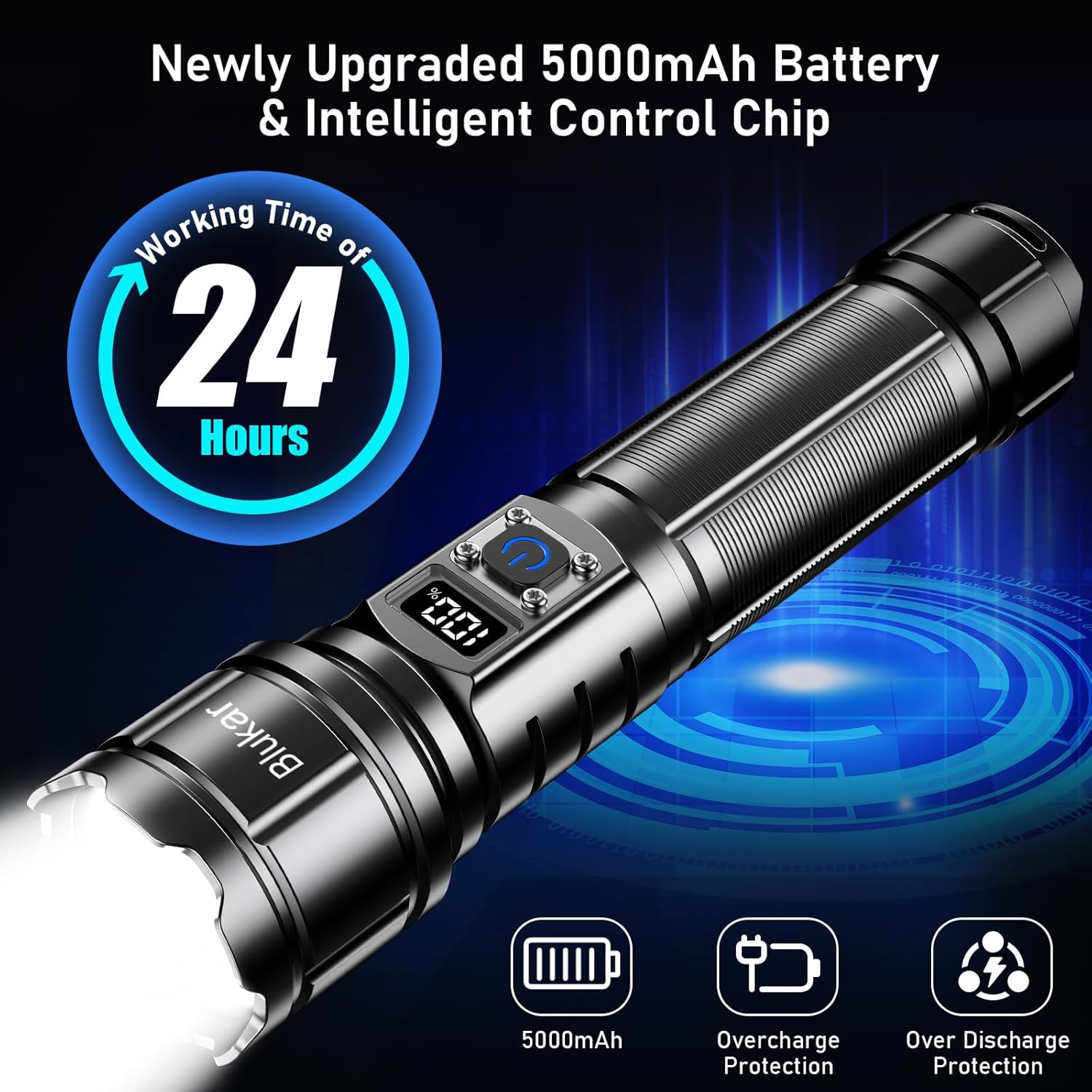 Blukar Torcia LED Potente Professionale, Ricaricabile - immagine 5