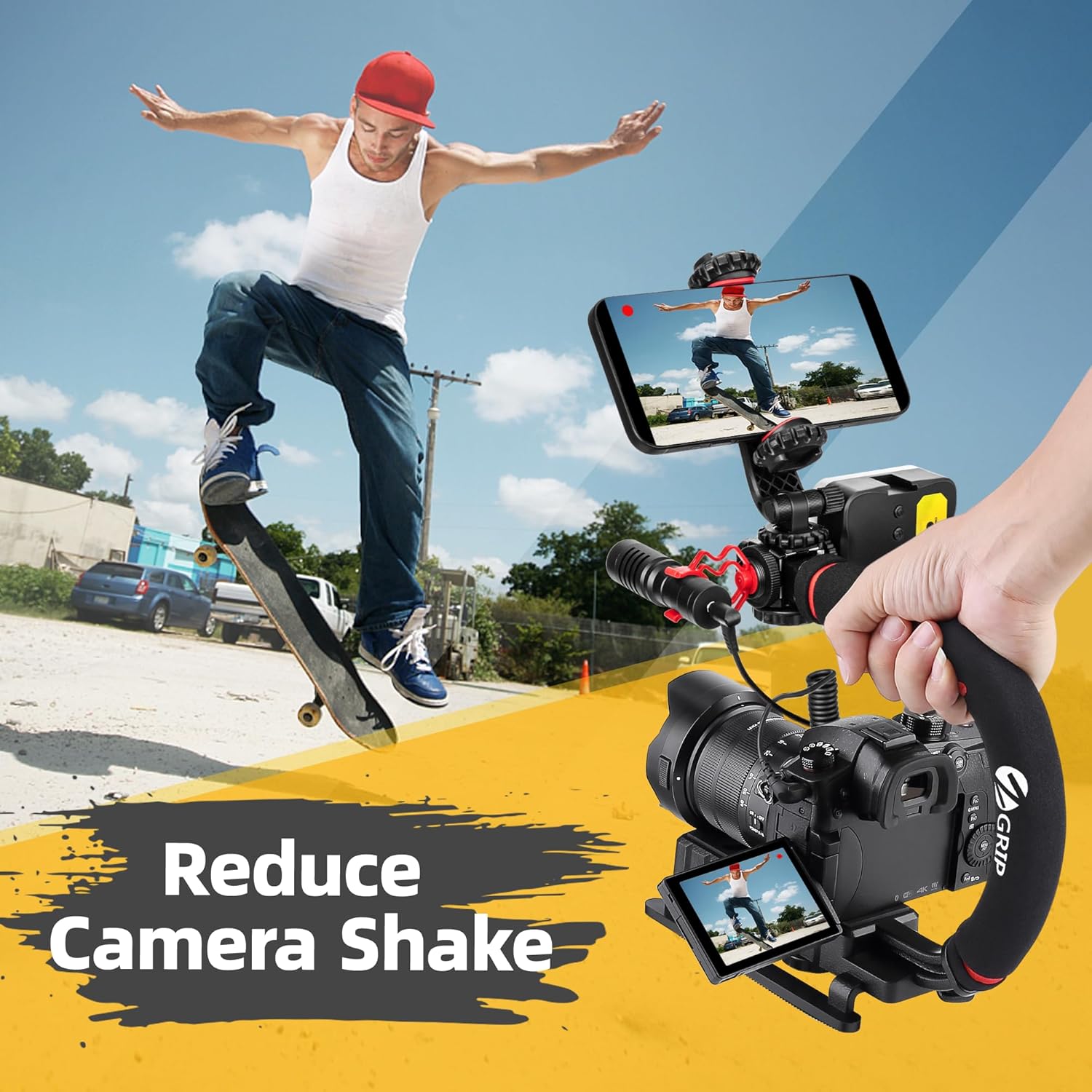 Zeadio Stabilizzatore Fotocamera con Luce LED e Microfono - immagine 5