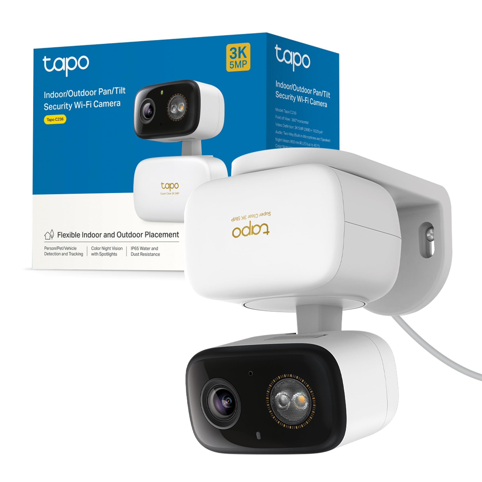 Tapo C236 Telecamera WiFi 3K 5MP Pan/Tilt IP65