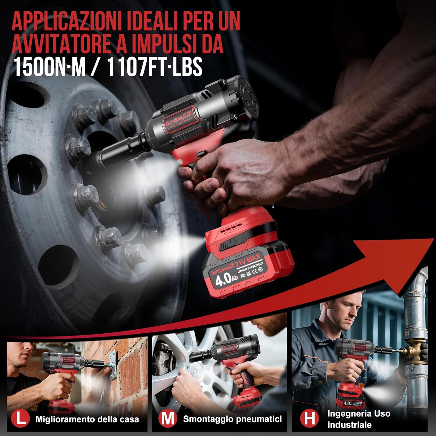 Sundpeypro Avvitatore a Impulsi 1500Nm 21V Brushless - immagine 7