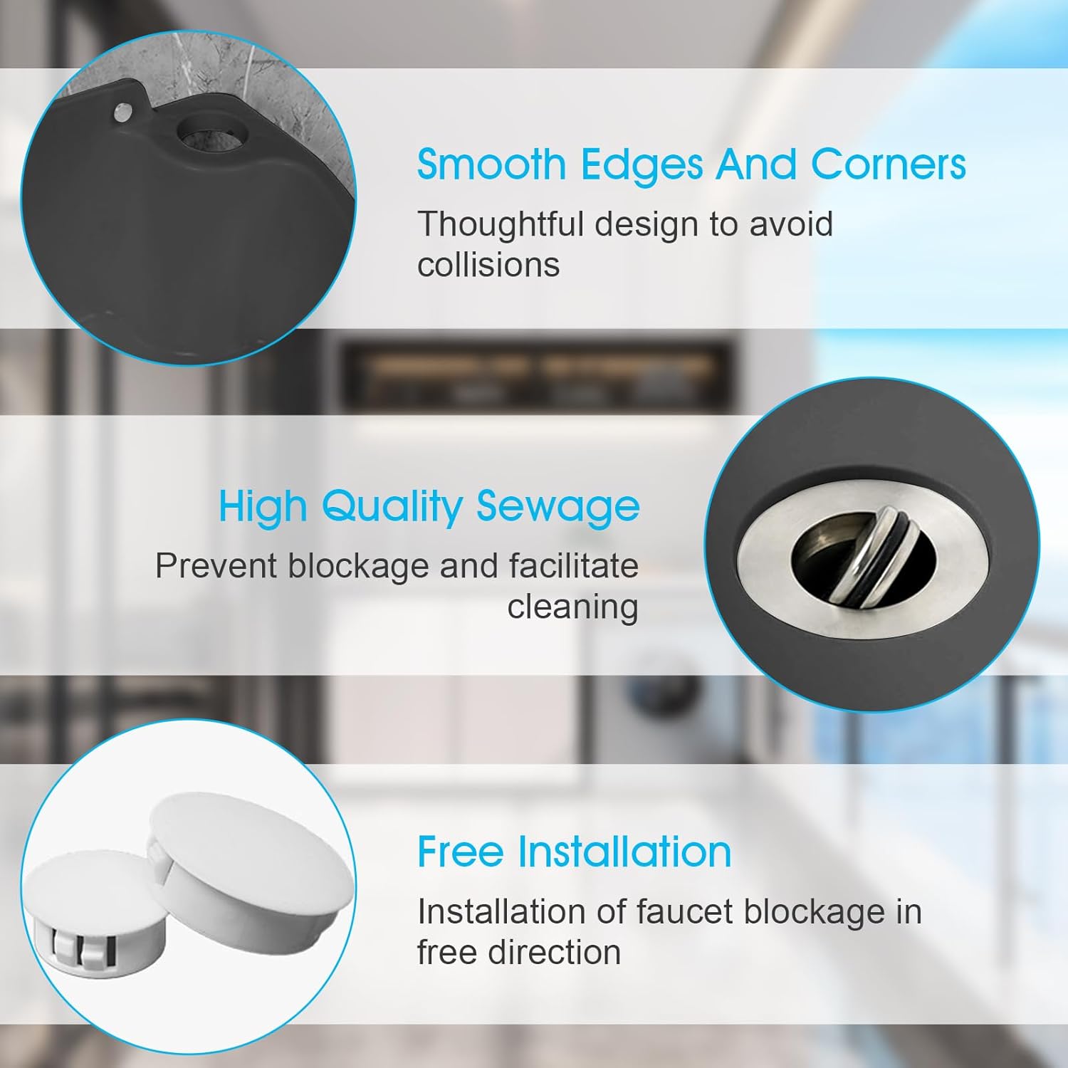 Lavandino Semplice in Plastica con Tubo e Scarico, Nero - immagine 6