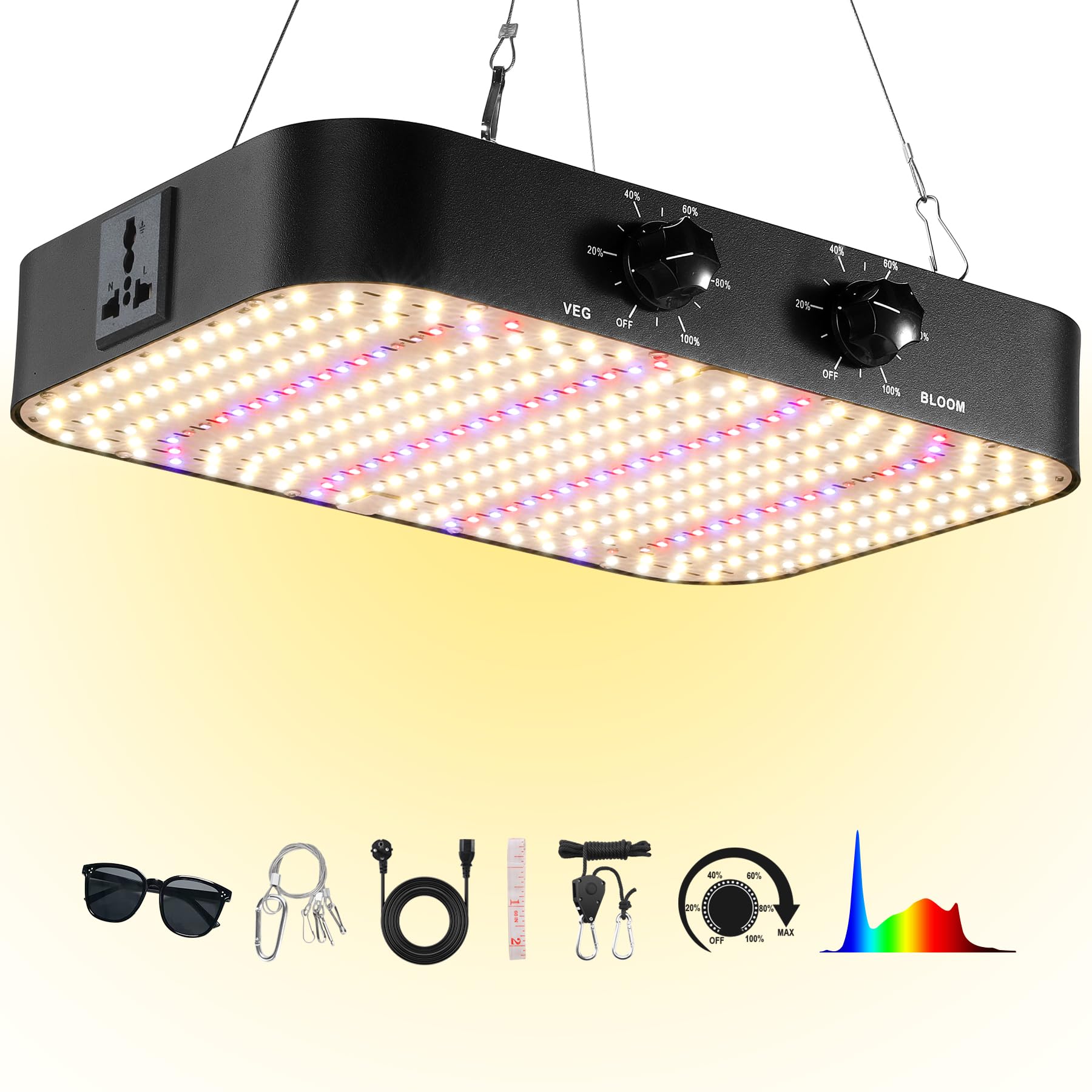 Meishile Lampada per Piante 1200W Dual Mode