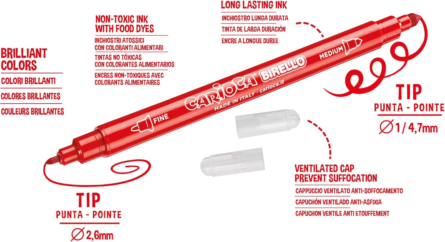 Carioca Pennarelli Birello - Doppia Punta - 24 Pezzi - immagine 3