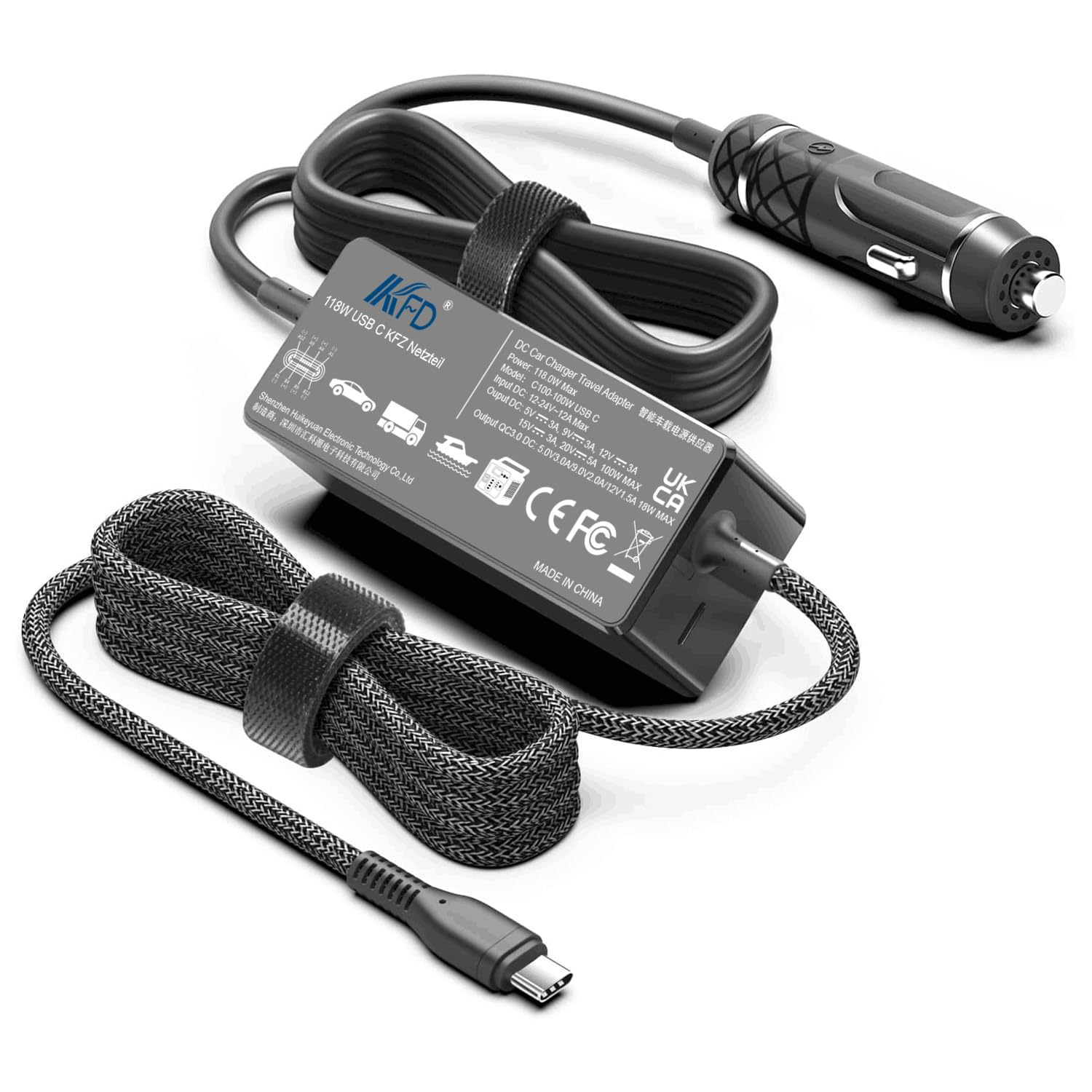 Kfd Caricabatterie USB-C per Auto 118W