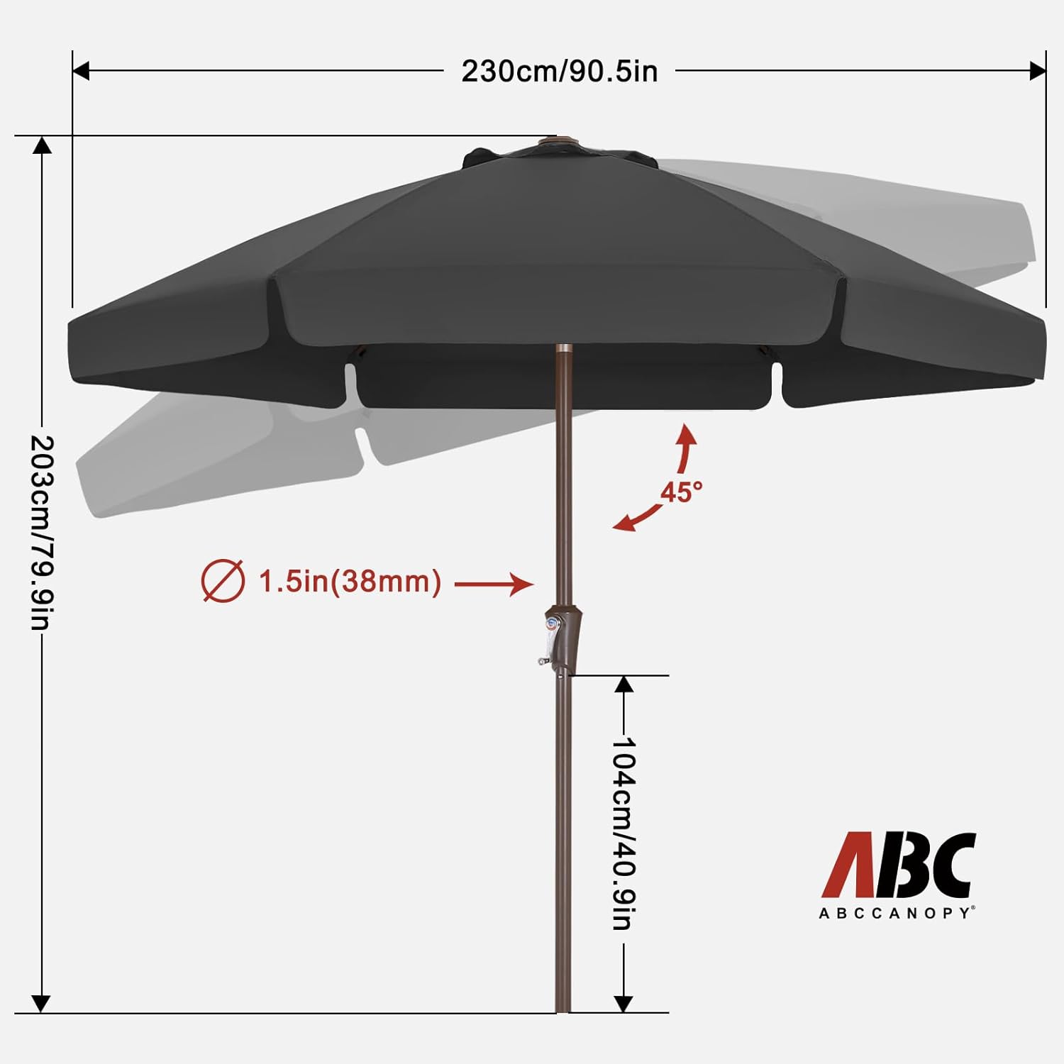 ABCCANOPY - Ombrello da Giardino 10cm con Inclinazione - immagine 4
