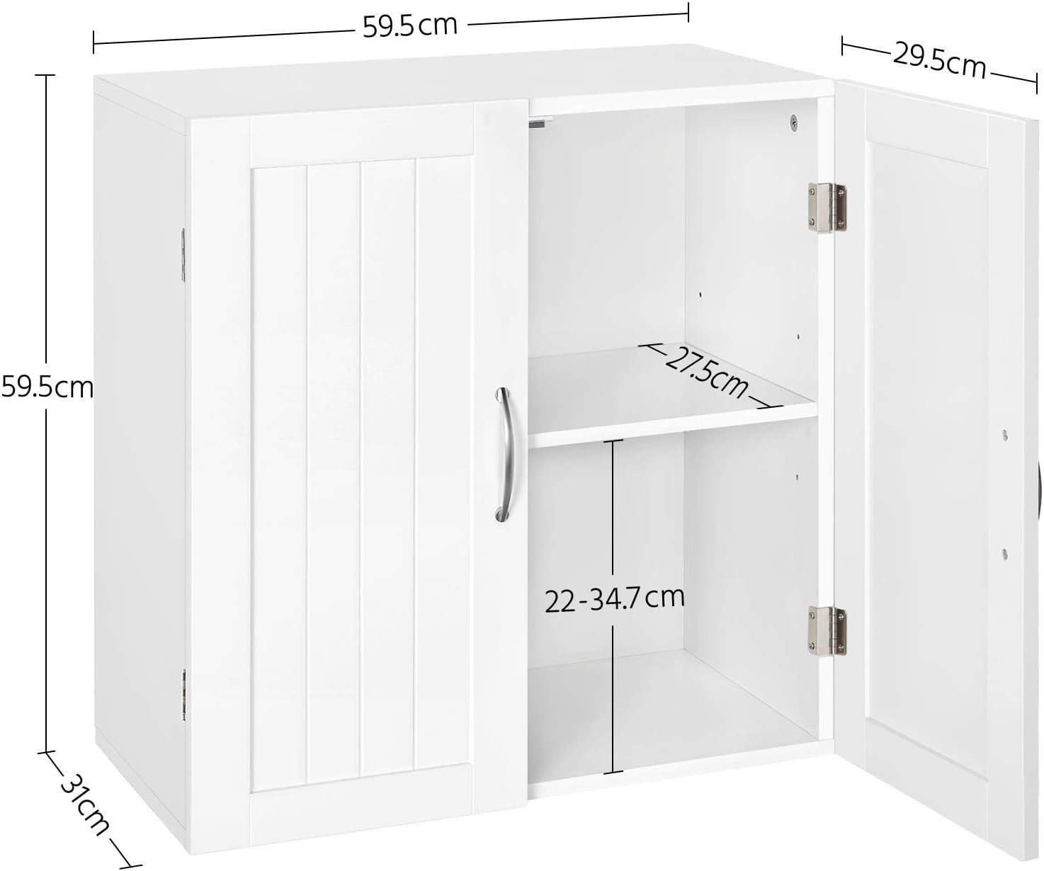 Yaheetech Armadietto Bagno Sospeso 60 x 30 x 60 cm - immagine 3