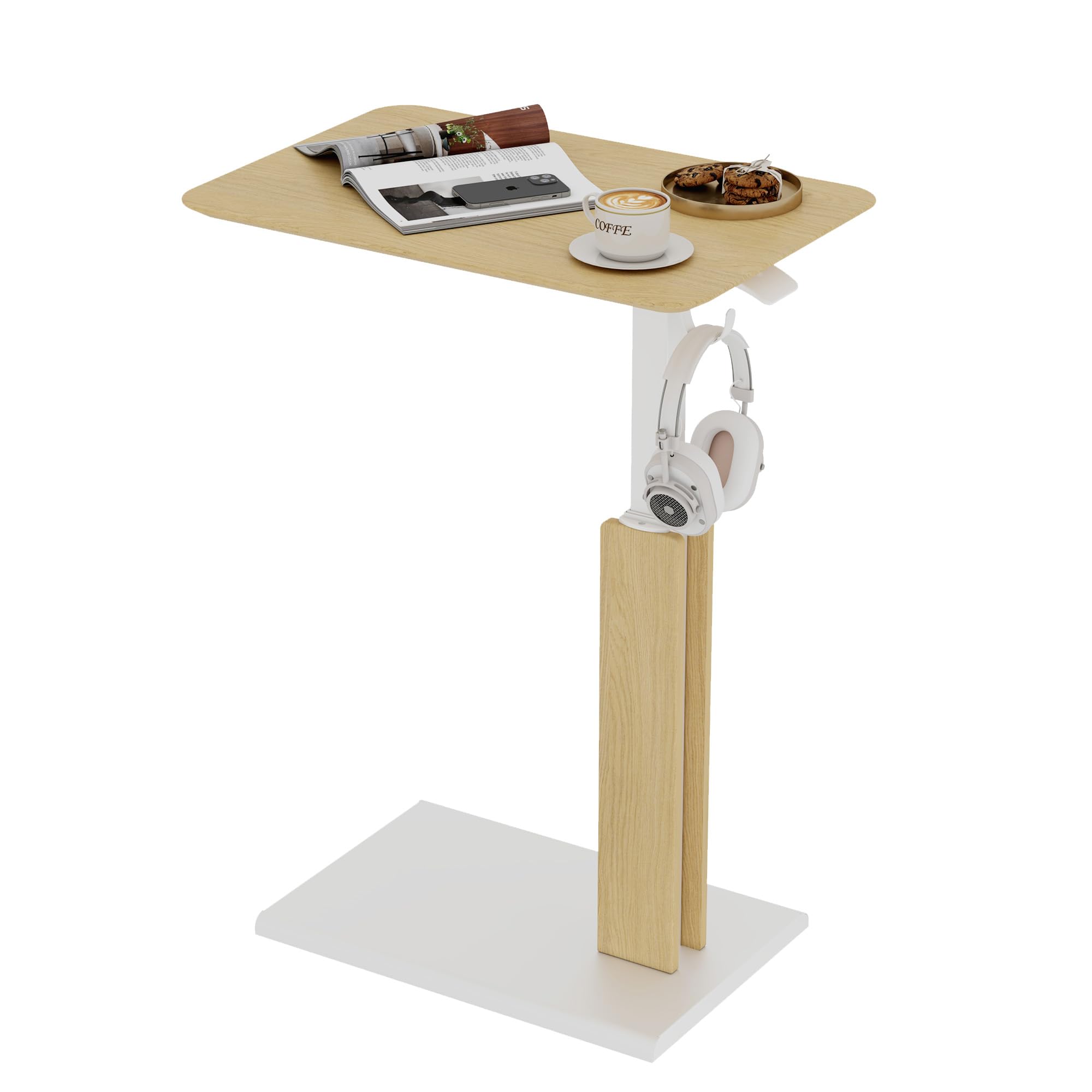 ETHU Tavolino regolabile in altezza (rovere chiaro, 44 x 65 cm)