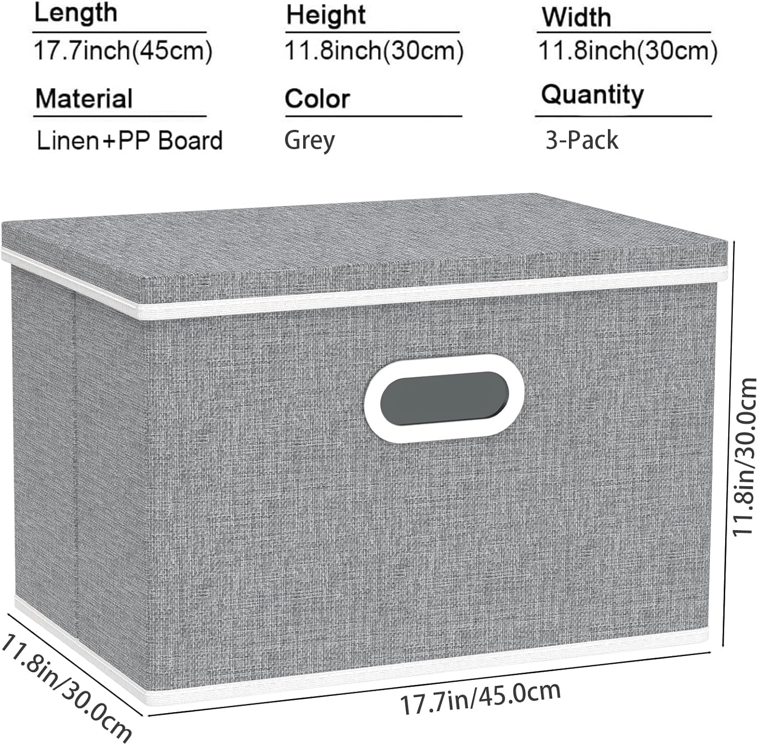 Yawinhe Scatole Portaoggetti con Coperchi, Set da 3 - immagine 5