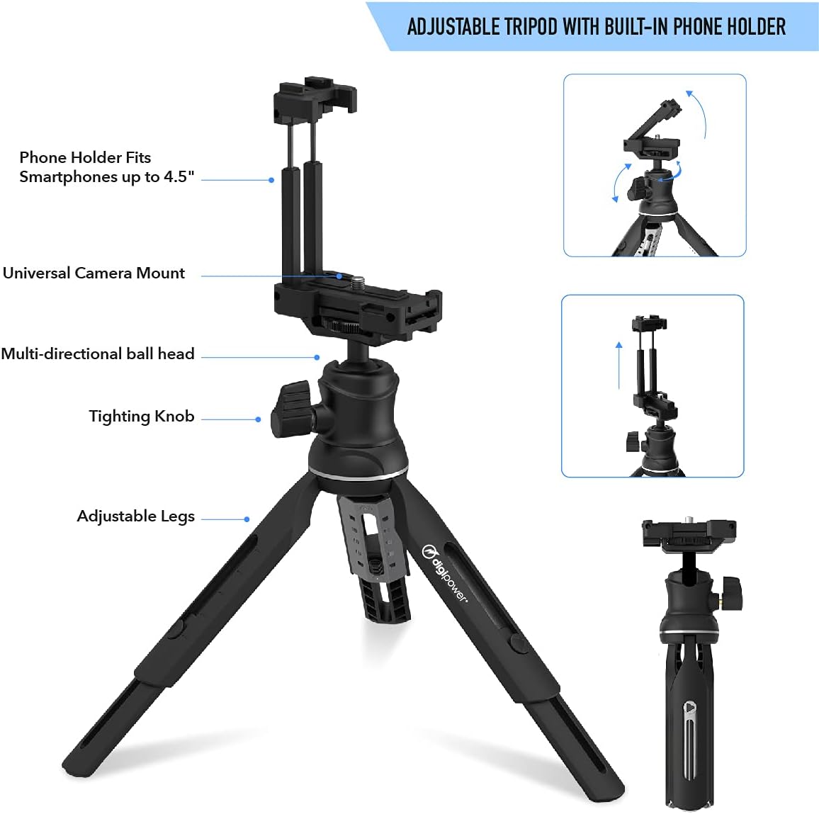 Digipower L'istruttore - Treppiede iPhone con Telecomando e Luce - immagine 7
