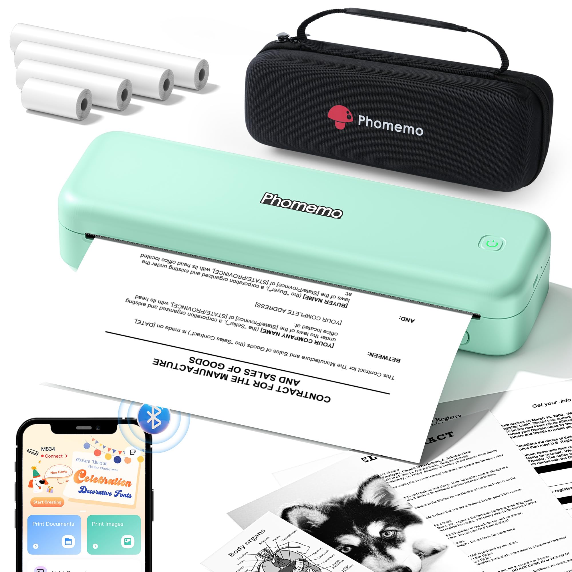 Phomemo M834 Stampante Portatile A4 Termica, Verde