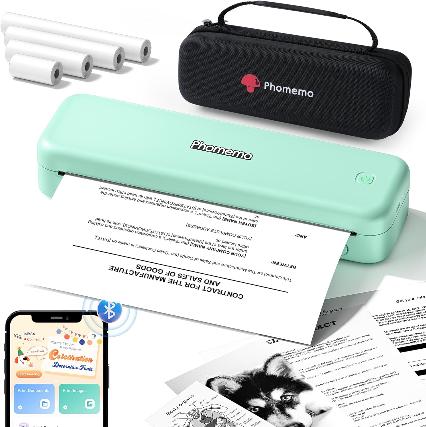 Phomemo M834 Stampante Portatile A4 Termica, Verde - immagine 1