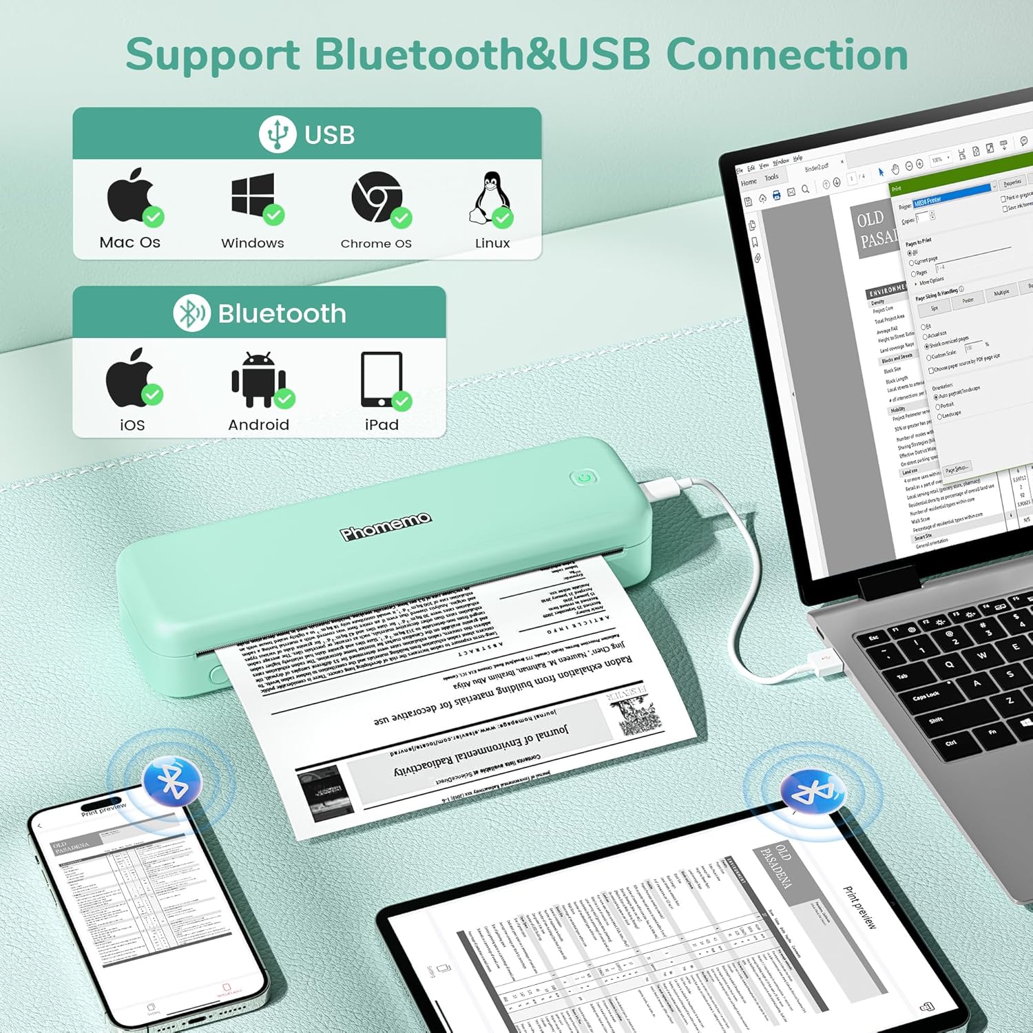 Phomemo M834 Stampante Portatile A4 Termica, Verde - immagine 5