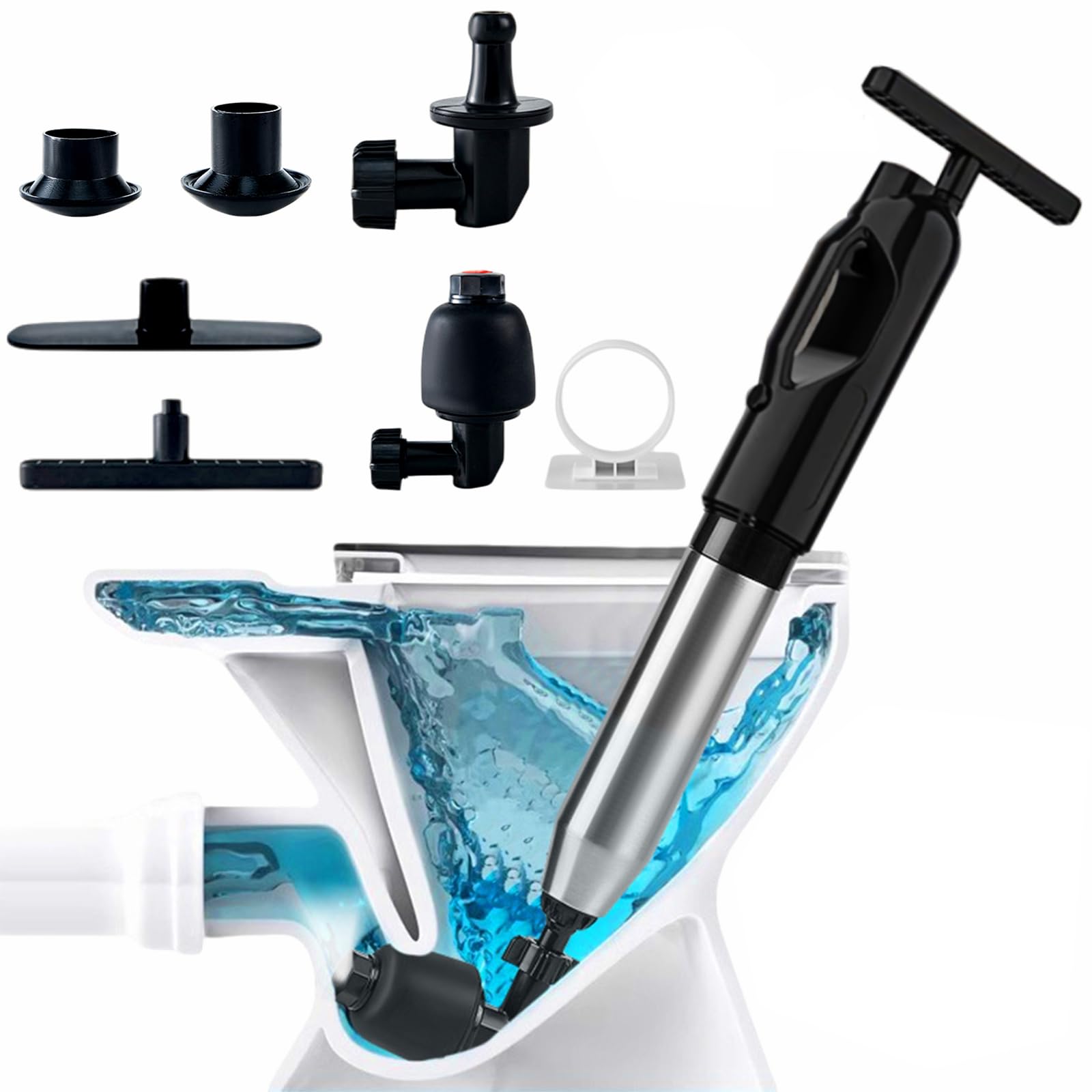 Wenbones Stura WC a Pressione con 4 Ventose, Nero