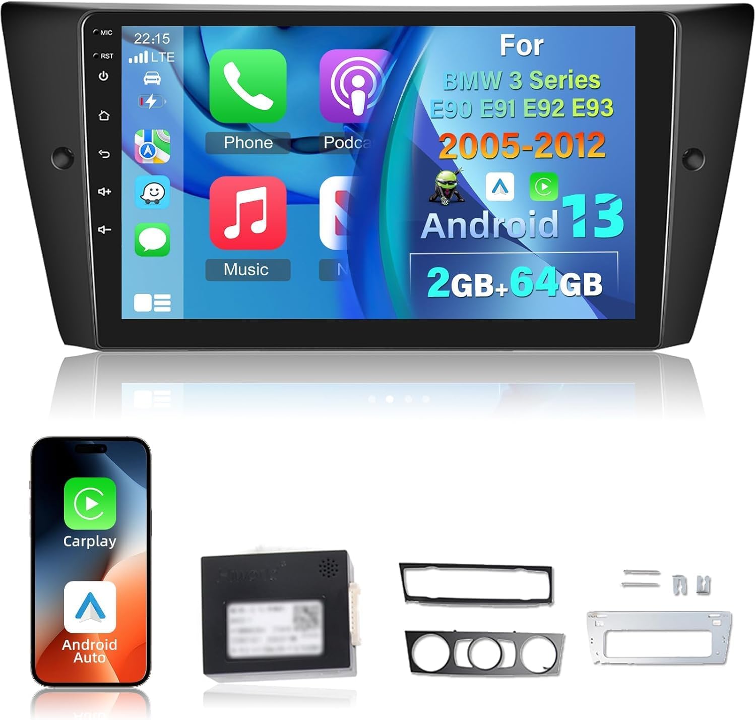 Nhopeew Autoradio Android per BMW Serie 3 E90 E91 E92 E93 - immagine 1
