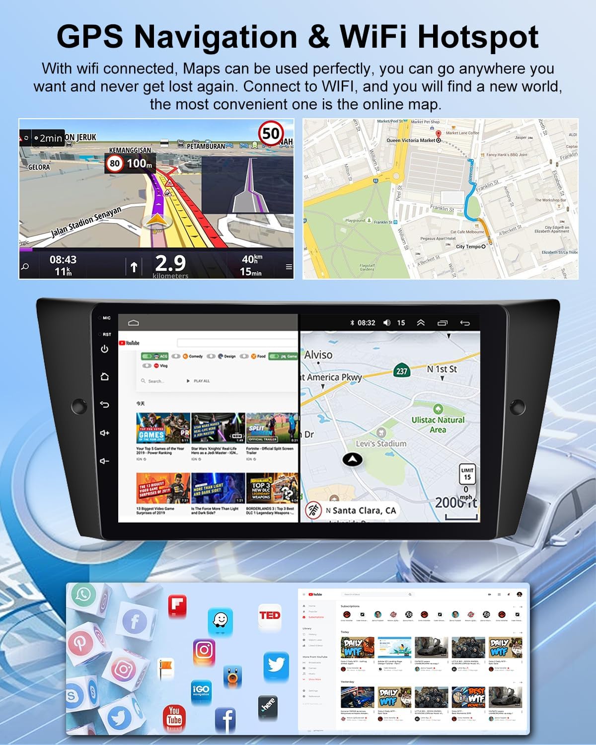 Nhopeew Autoradio Android per BMW Serie 3 E90 E91 E92 E93 - immagine 5