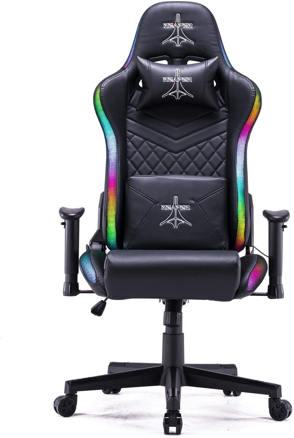 Brigros Reaper - Sedia Gaming Professionale LED RGB, Nera