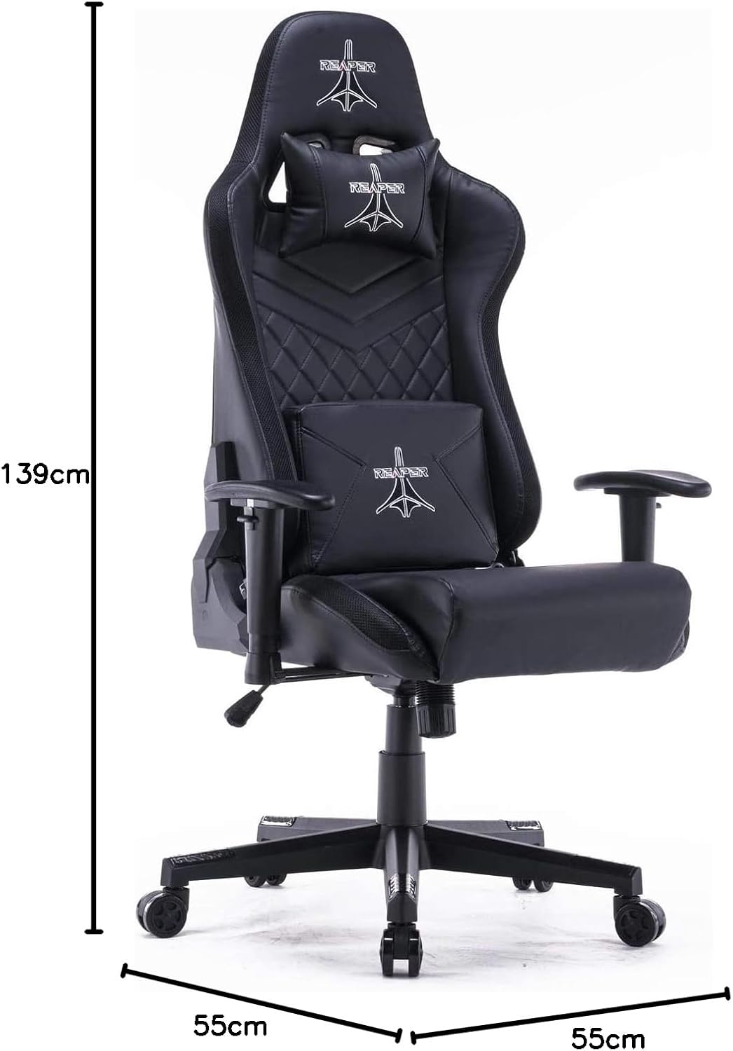 Brigros Reaper - Sedia Gaming Professionale LED RGB, Nera - immagine 3