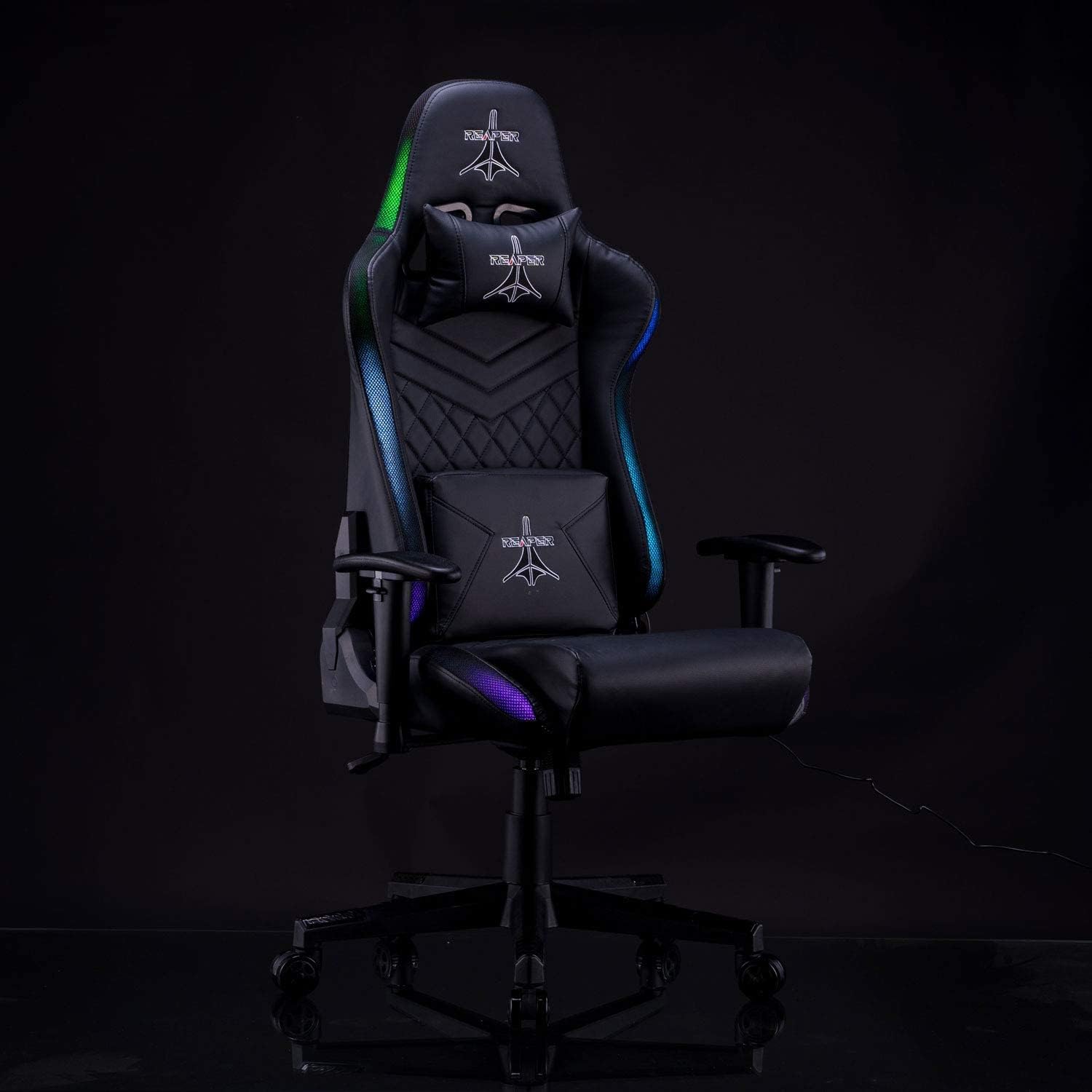 Brigros Reaper - Sedia Gaming Professionale LED RGB, Nera - immagine 9