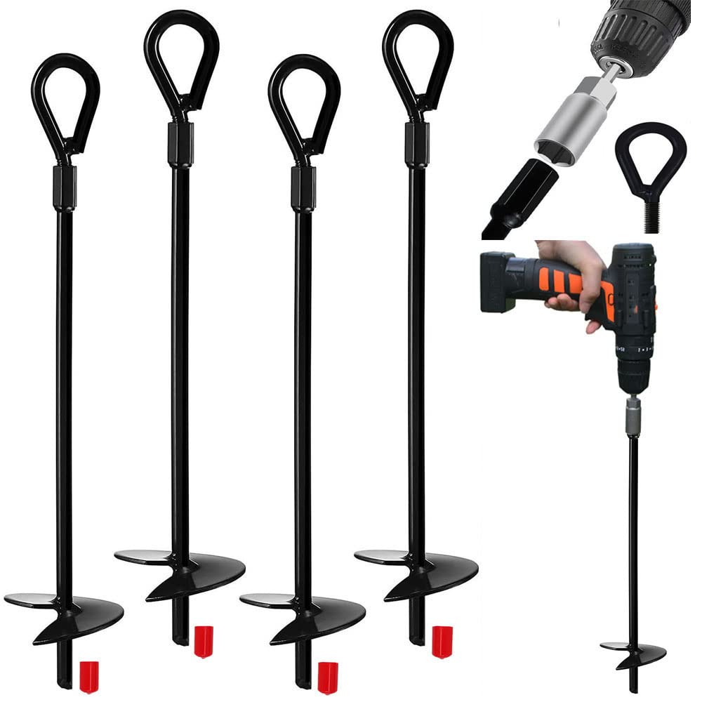 Ancoraggio a Terra Resistente 38cm - Confezione da 4, Nero