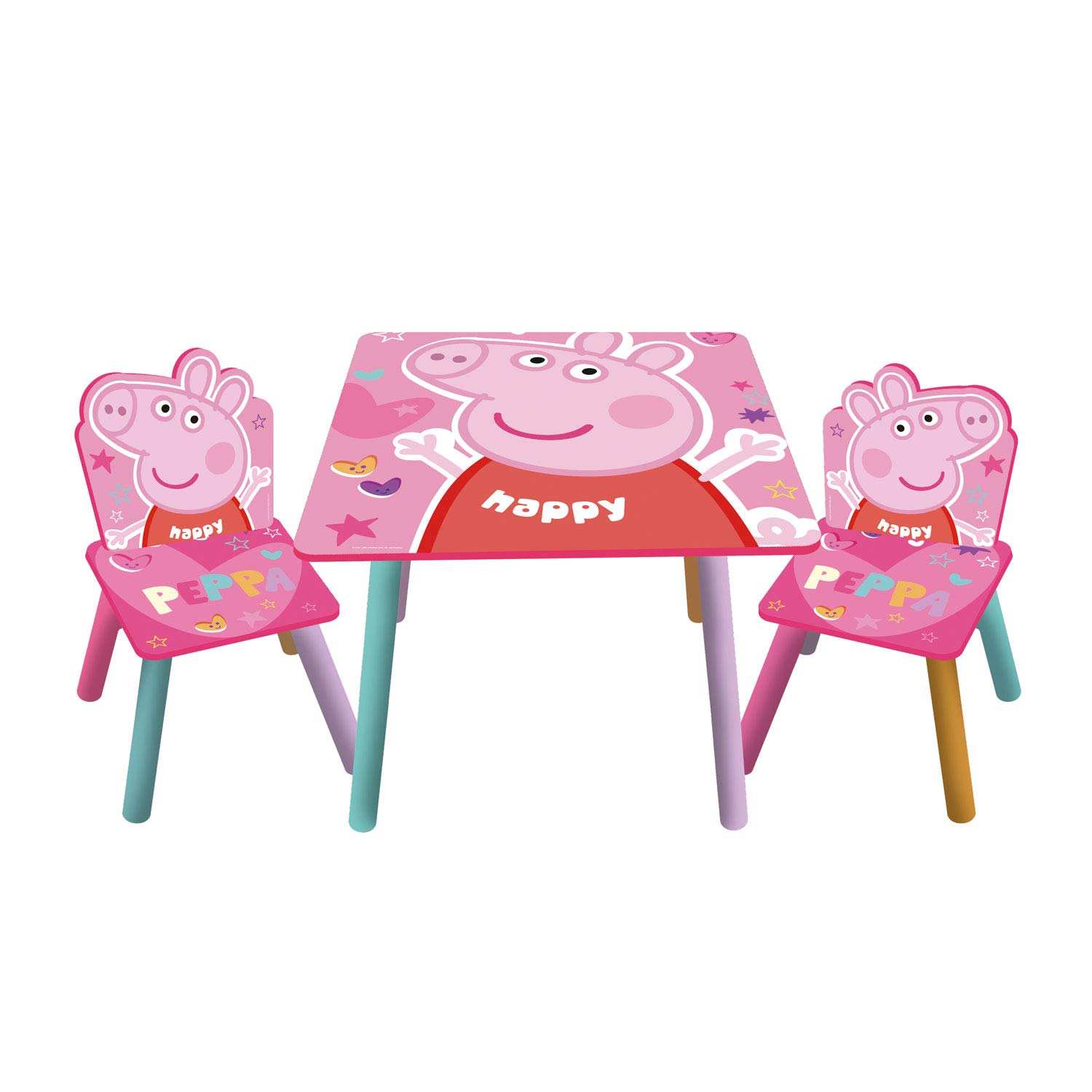 Arditex Set Tavolo e 2 Sedie in Legno Peppa Pig, Rosa