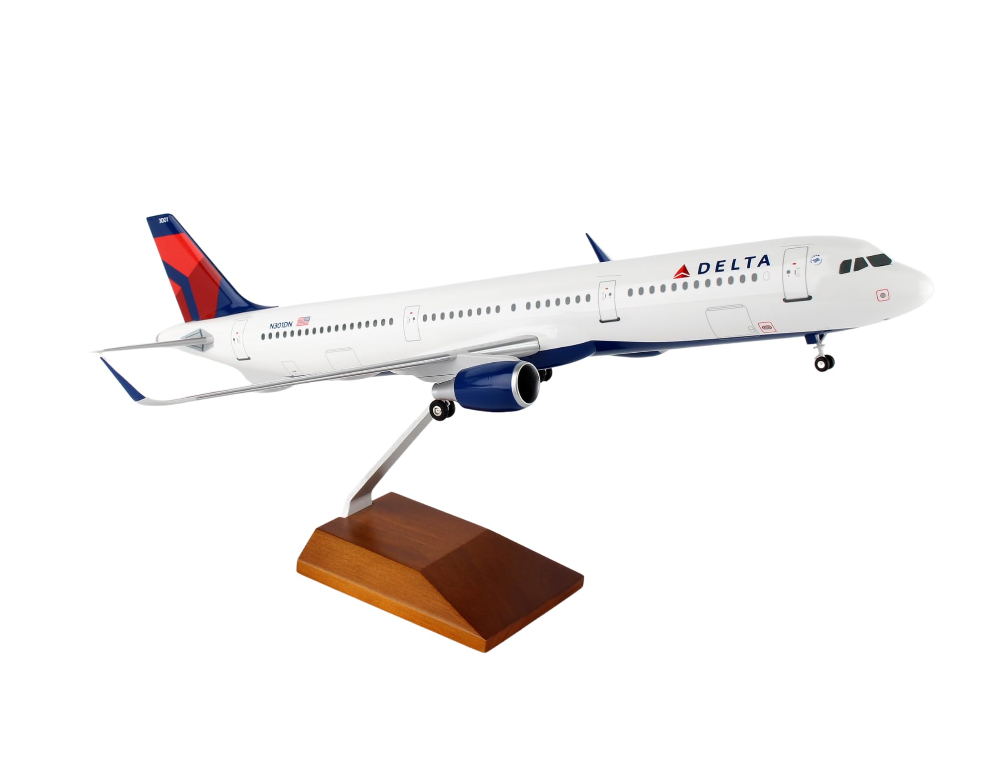 Daron Worldwide Trading Skymarks Delta A321 1/100 Wood Stand & Gear Airplane Model