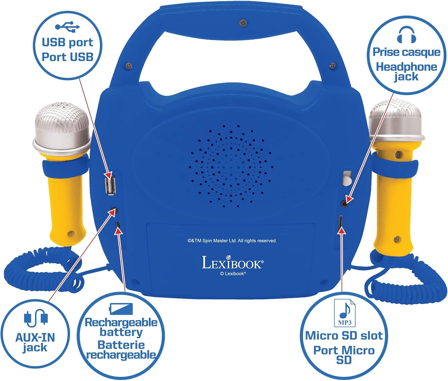 Lexibook MP320PAZ Paw Patrol - Karaoke Portatile per Bambini - immagine 4