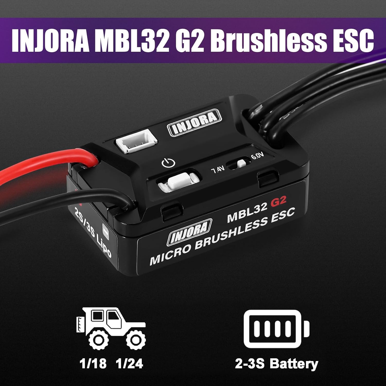 INJORA MBL32 G2 ESC Micro Brushless Impermeabile - immagine 2