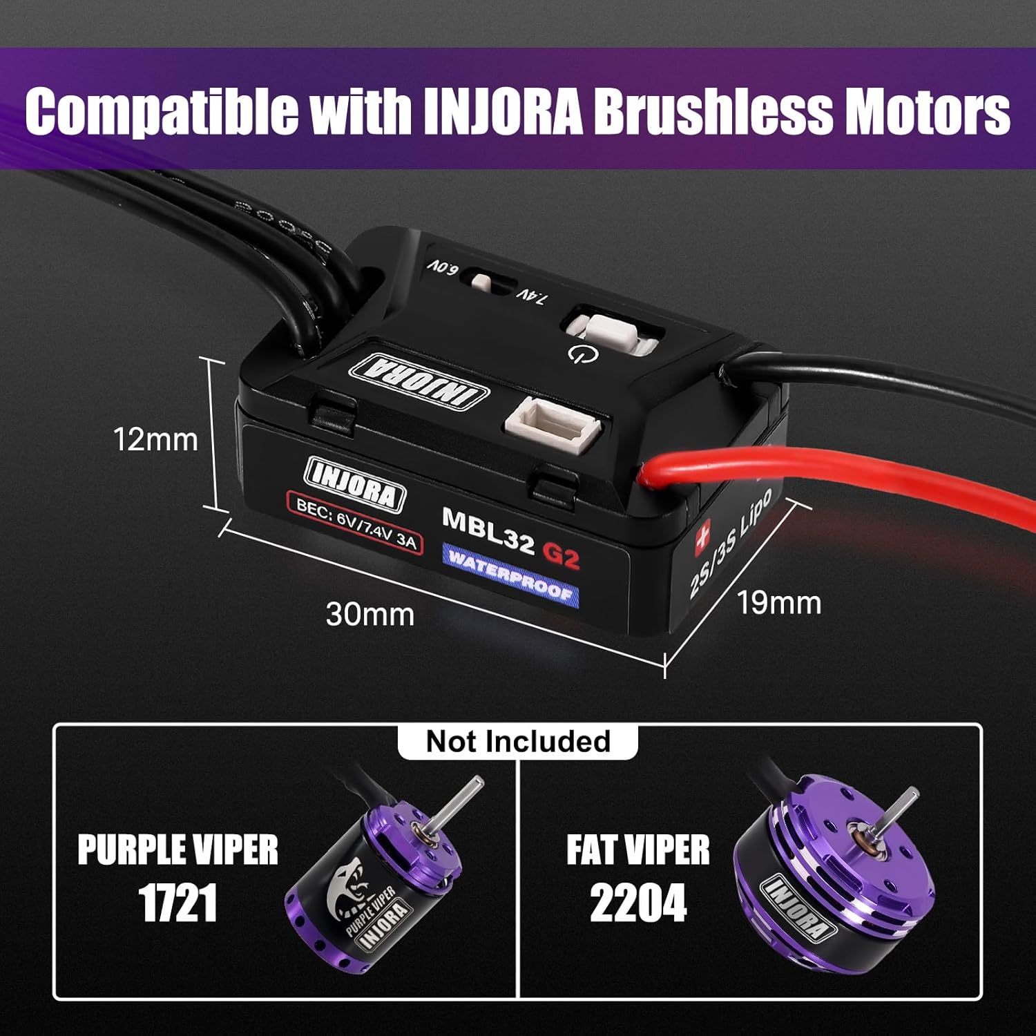 INJORA MBL32 G2 ESC Micro Brushless Impermeabile - immagine 3