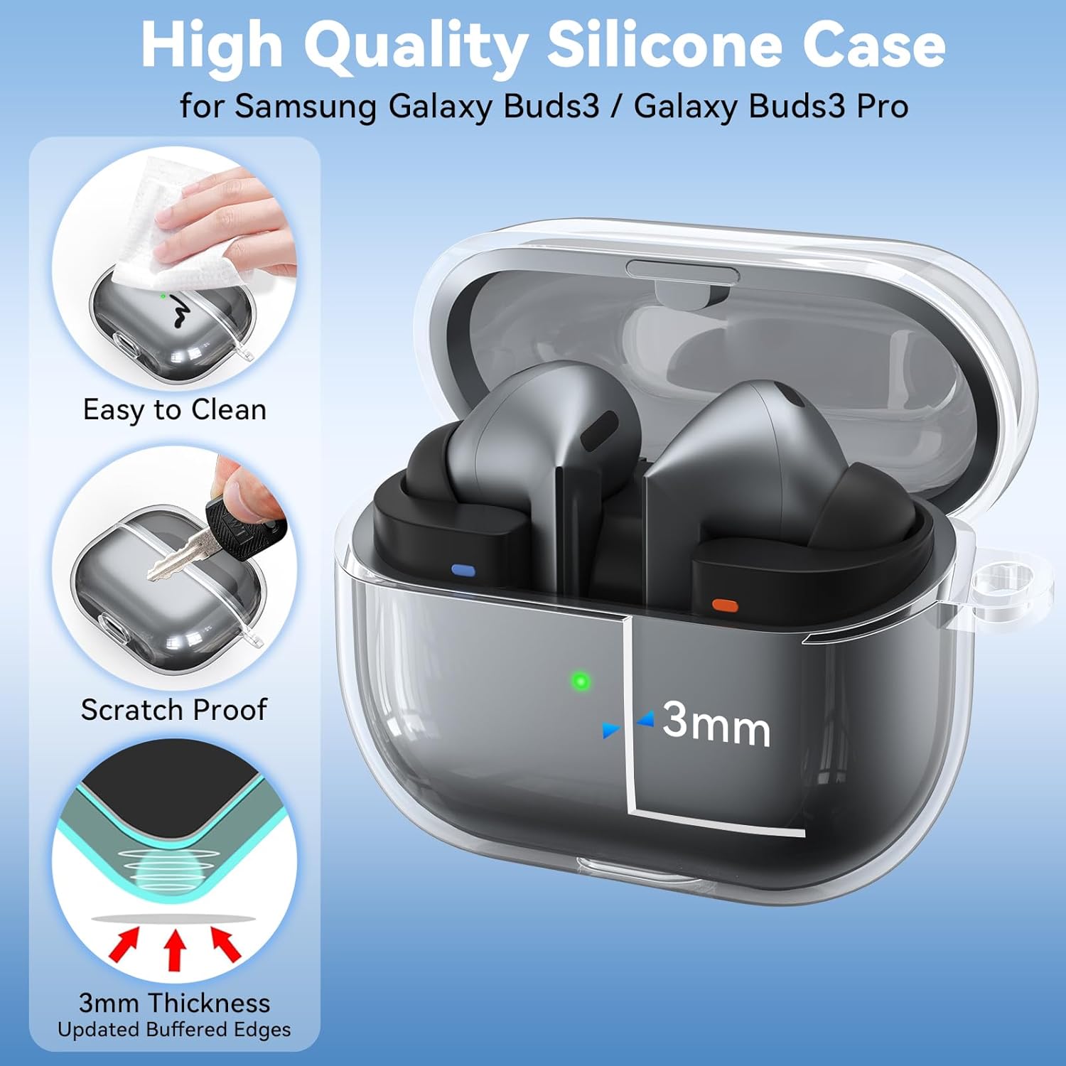 Oumida Custodia Trasparente per Samsung Galaxy Buds 3 - immagine 3