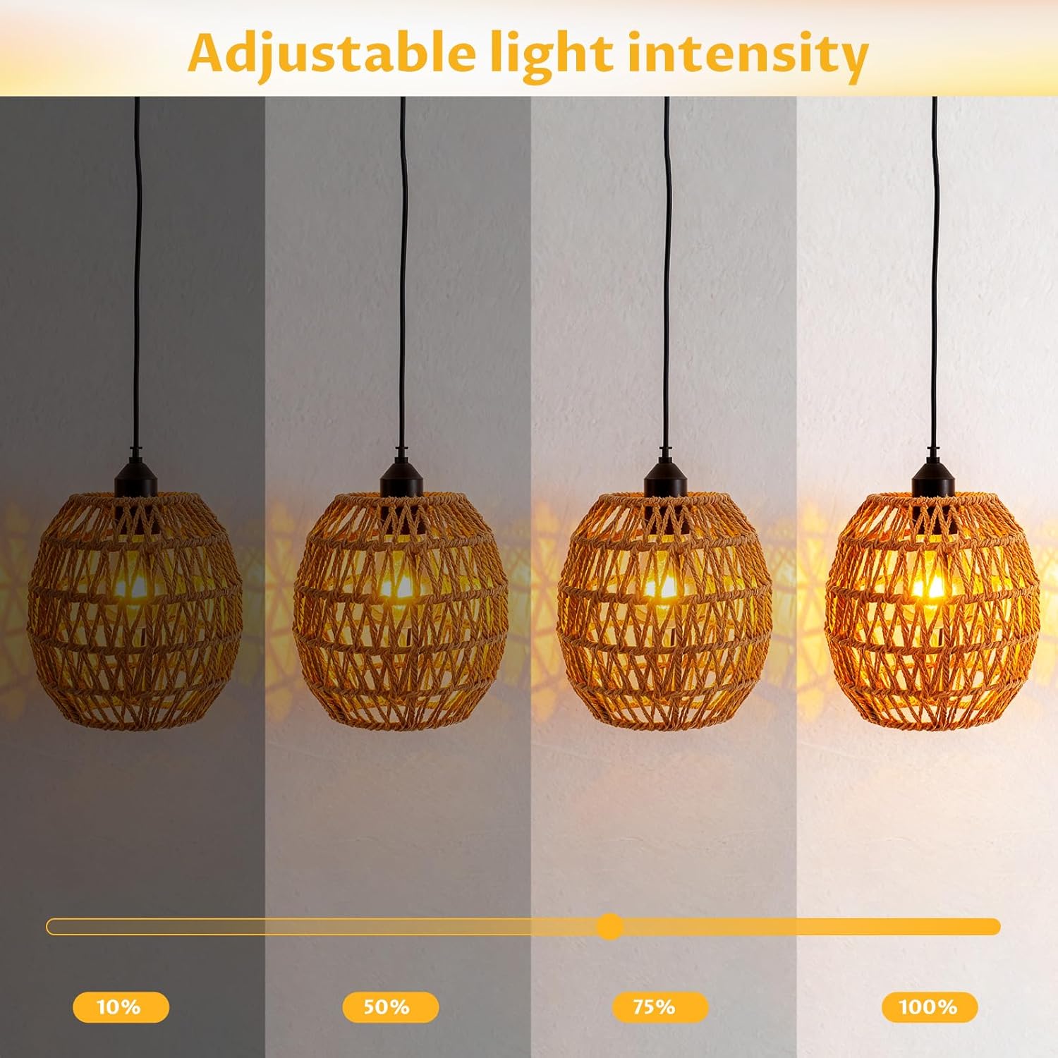 Lampada a Sospensione Rattan con Batteria E27 - 2 pezzi - immagine 7