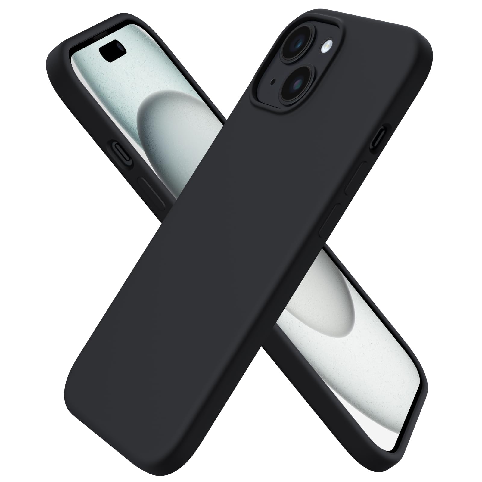 Ornarto Cover per iPhone 15 Silicone 6.1 Pollici, Nero