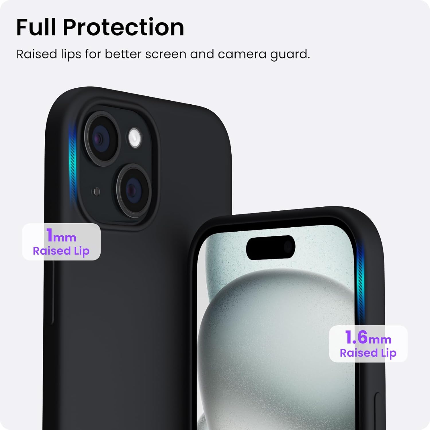 Ornarto Cover per iPhone 15 Silicone 6.1 Pollici, Nero - immagine 4
