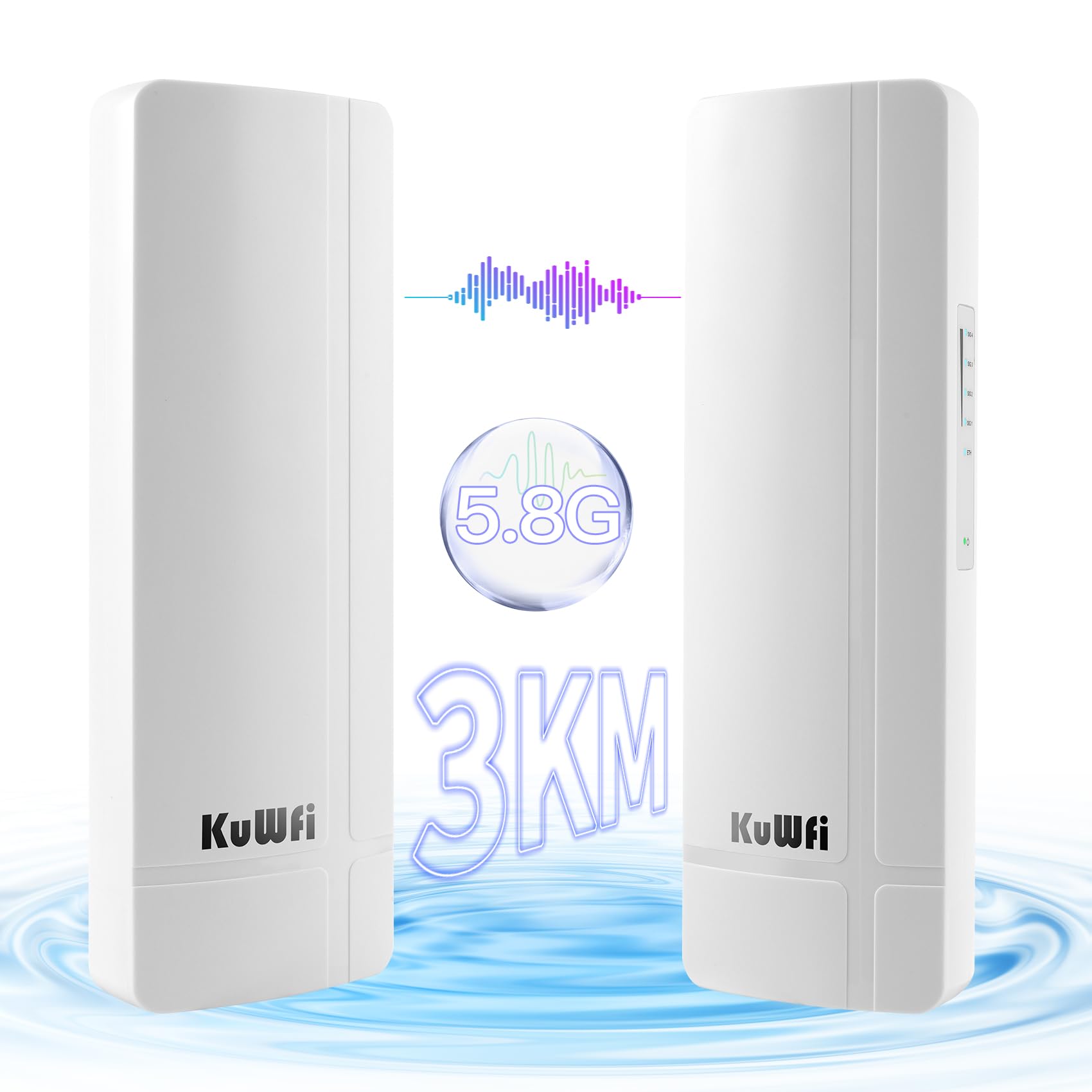 Kuwfi Bridge WiFi Gigabit Esterni 3 KM, 5,8G