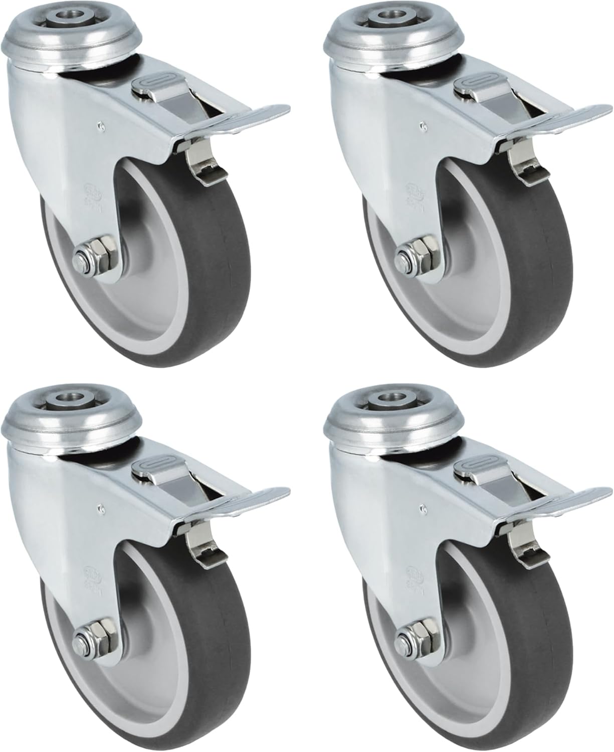 Amig - Set 4 Ruote Girevoli con Freno Ø 100x27mm